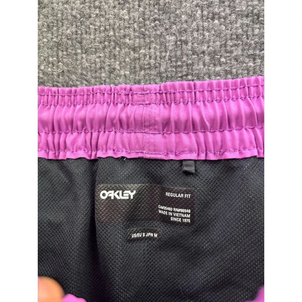 Oakley Swim Trunks Mens Small Black Pink Palm Tree Tropical Board Shorts